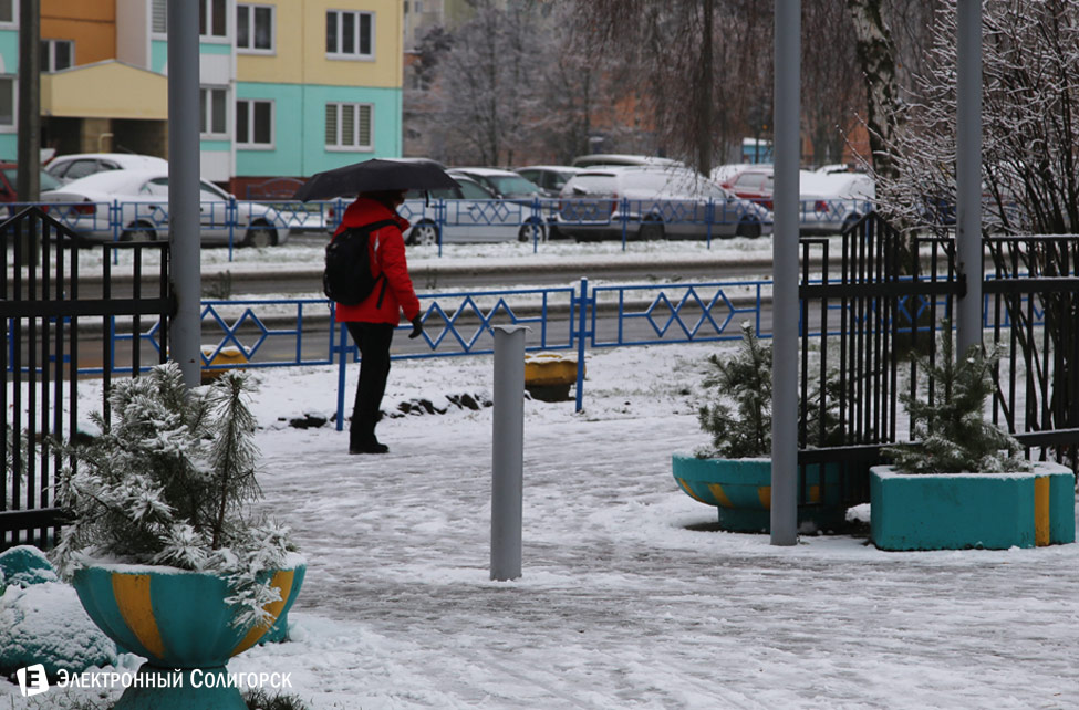 первый снег в Солигорске
