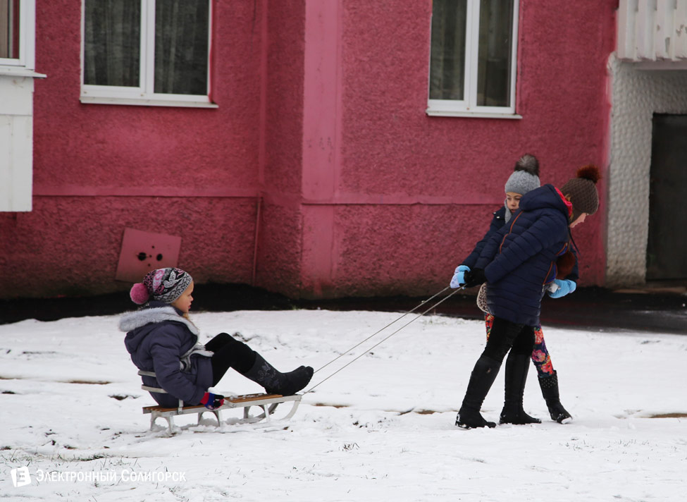 первый снег в Солигорске